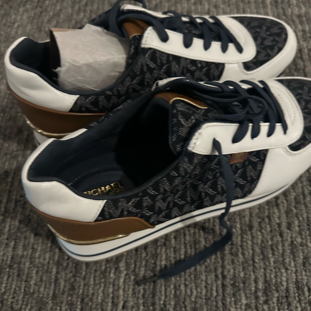 Michael Kors Navy and White Sneakers New